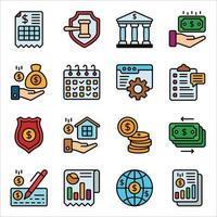 Business und Finanzen farbige Linie Icons Sets vektor