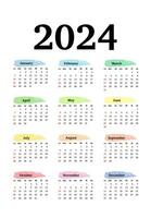 Kalender zum 2024 isoliert auf ein Weiß Hintergrund vektor