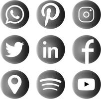 schwarz-weiße Social Media Icons monochromes elegantes Icon-Bundle vektor