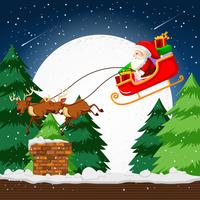 Weihnachtsmann fliegt in einem Schlitten vektor