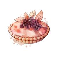 Aquarell Beere Kuchen. isoliert Essen Vektor Illustration auf Weiß Hintergrund