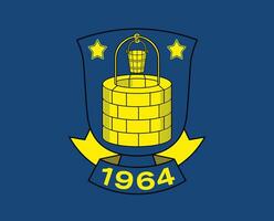 brondby om klubb logotyp symbol Danmark liga fotboll abstrakt design vektor illustration med blå bakgrund