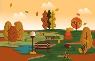 herbst herbstsaison landschaft park natur landschaft vektor