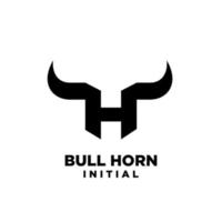 bull horn första bokstaven h svart logo ikon design vektor