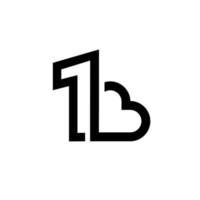 ein herz 1 b buchstaben logo schwarz vektor icon design