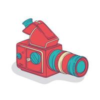 Jahrgang Camcorder Vektor Illustration mit einer optisch Linse im Hand gezeichnet Design