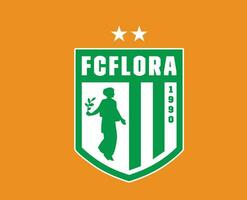 flora tallinn klubb logotyp symbol estland liga fotboll abstrakt design vektor illustration med gul bakgrund