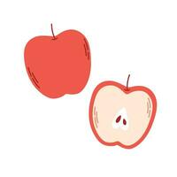 frisch Apfel mit Hälfte Apfel. Sommer- Frucht. gesund Lebensmittel. vektor