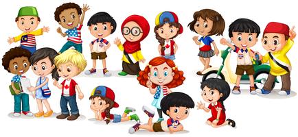 Grupp av internationella barn