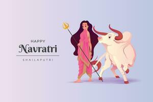 navratri Konzept Illustration, Göttin Shailaputri, glücklich navratri vektor