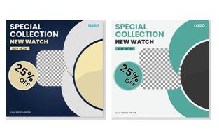 Social-Media-Banner-Design für den Uhrenverkauf. vektor