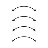 halvcirkelformig böjd tunn lång dubbel- slutade pil. dubbel semi cirkel pil. vektor illustration.
