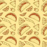 mexikanisches Essen nahtloses Muster mit Taco vektor