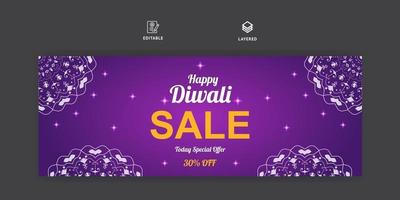 Diwali Sale Social Media Banner und Facebook Cover Vorlage and vektor