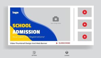 Video-Miniaturansicht und Webbanner für die Aufnahme in die Schule vektor