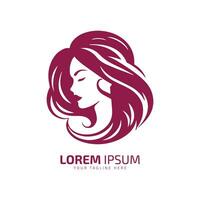 minimal und abstrakt Logo von Dame Vektor Mädchen Symbol Frau Silhouette weiblich isoliert Vorlage Design Licht lila Frau