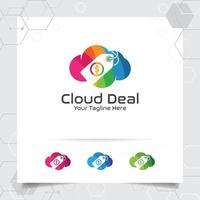 buntes Cloud-Logo-Vektor-Design-Konzept der Online-Shop-Illustration vektor