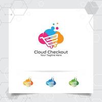 buntes Cloud-Logo-Vektor-Design-Konzept der Online-Shop-Illustration vektor