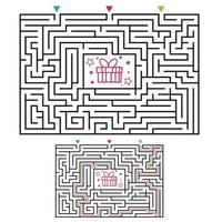 rechteckiges Labyrinth-Labyrinth-Spiel für Kinder. Rätsel der Labyrinthlogik. vektor