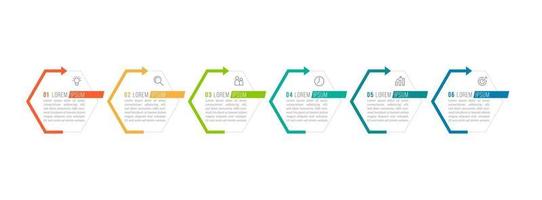 Business-Infografik-Prozess mit 6 Schritten vektor
