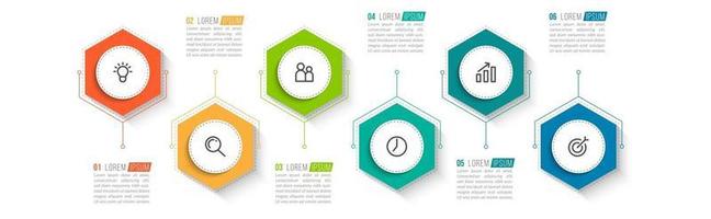 einfache Infografik-Designvorlage mit 6 Schritten vektor