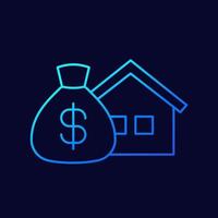 Haus- und Geldlinienvektorsymbol vektor
