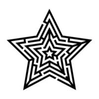 Sternlabyrinth schwarz auf weiß. Logikrätsel für Kinder. ein richtiger Weg vektor