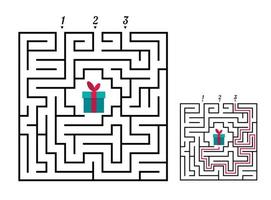 quadratisches Labyrinth Labyrinth-Spiel für Kinder. Rätsel der Labyrinthlogik. vektor