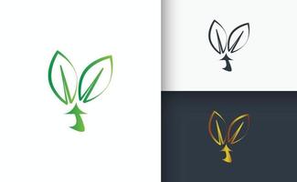naturlig logotyp design gröna gyllene och svarta blad vektor