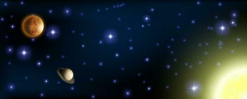 Konzept von Netz Banner. Magie Farbe Galaxis. horizontal Raum Hintergrund mit realistisch Nebel, Sternenstaub und leuchtenden Sterne. unendlich Universum und sternenklar Nacht Himmel. vektor