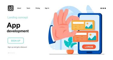 app-utveckling webb koncept målsidesmall vektor