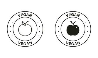Vegetarier Essen Etiketten. bio gesund frisch Gemüse. vegan schwarz Briefmarke Satz. organisch Produkt zum vegan Symbol. natürlich Essen zum Vegetarier unterzeichnen. vegan Abzeichen. isoliert Vektor Illustration.