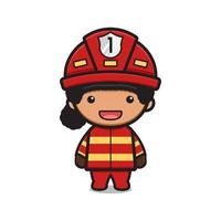 süßes Mädchen Feuerwehrmann Cartoon Symbol Vektor-Illustration vektor