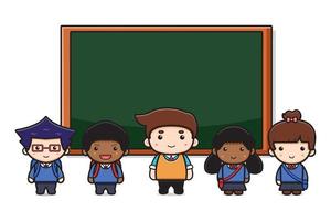 süßer Lehrer und Schüler im Klassenzimmer Cartoon-Symbol Illustration classroom vektor