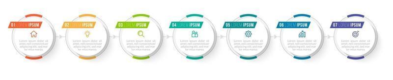 Infografik-Design mit Symbolen und 7 Optionen vektor