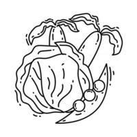 Gartenarbeit Gemüse handgezeichnete Symbol, Umriss schwarz vektor