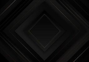 Abstrakt svart fyrkant för elegant 3d med guld- linjer mörk bakgrund vektor