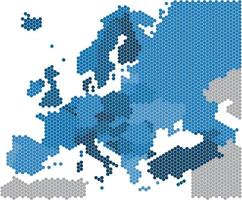 Geometrie Sechseck Form der Europakarte auf weißem Hintergrund vektor