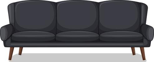 schwarzes Dreisitzer-Sofa isoliert auf weißem Hintergrund