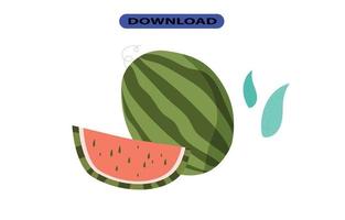 färsk och stor vattenmelonfrukt med hög upplösning vektor