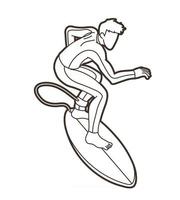 Cartoon Mann Surfer Surfsport vektor