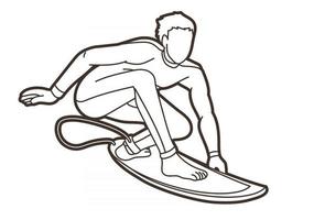 umriss mann surfer surfsport vektor
