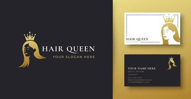 kvinna frisörsalong guld lutning logo design vektor