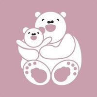 klistermärke, kort med glad mamma och barn vit björn vektor
