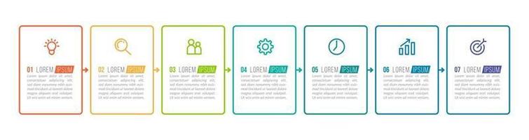 Infografik-Designvorlage mit Symbolen und 7 Optionen oder Schritten vektor