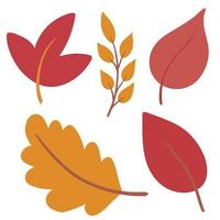 Herbstblätter handgezeichnetes Set im einfachen flachen Stil vektor
