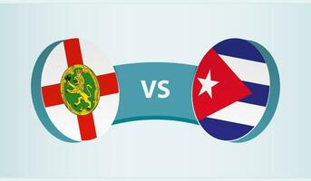 alderney gegen Kuba, Mannschaft Sport Wettbewerb Konzept. vektor