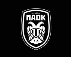 Paok Thessaloniki Verein Symbol Logo Weiß Griechenland Liga Fußball abstrakt Design Vektor Illustration mit schwarz Hintergrund