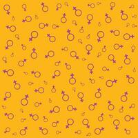 lila Frauen Symbol Muster und Gelb Hintergrund. International Damen Tag Hintergrund und Kopieren Raum. minimalistisch Design zum International Damen Tag Konzept. Vektor Illustration