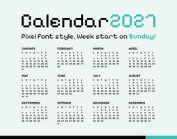 Kalender 2027, minimal Stil, Woche Start auf Sonntag. vektor